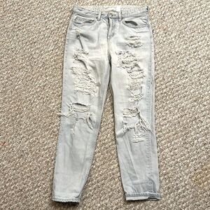 & Denim boyfriend low waist button fly distressed jeans size 26 denim